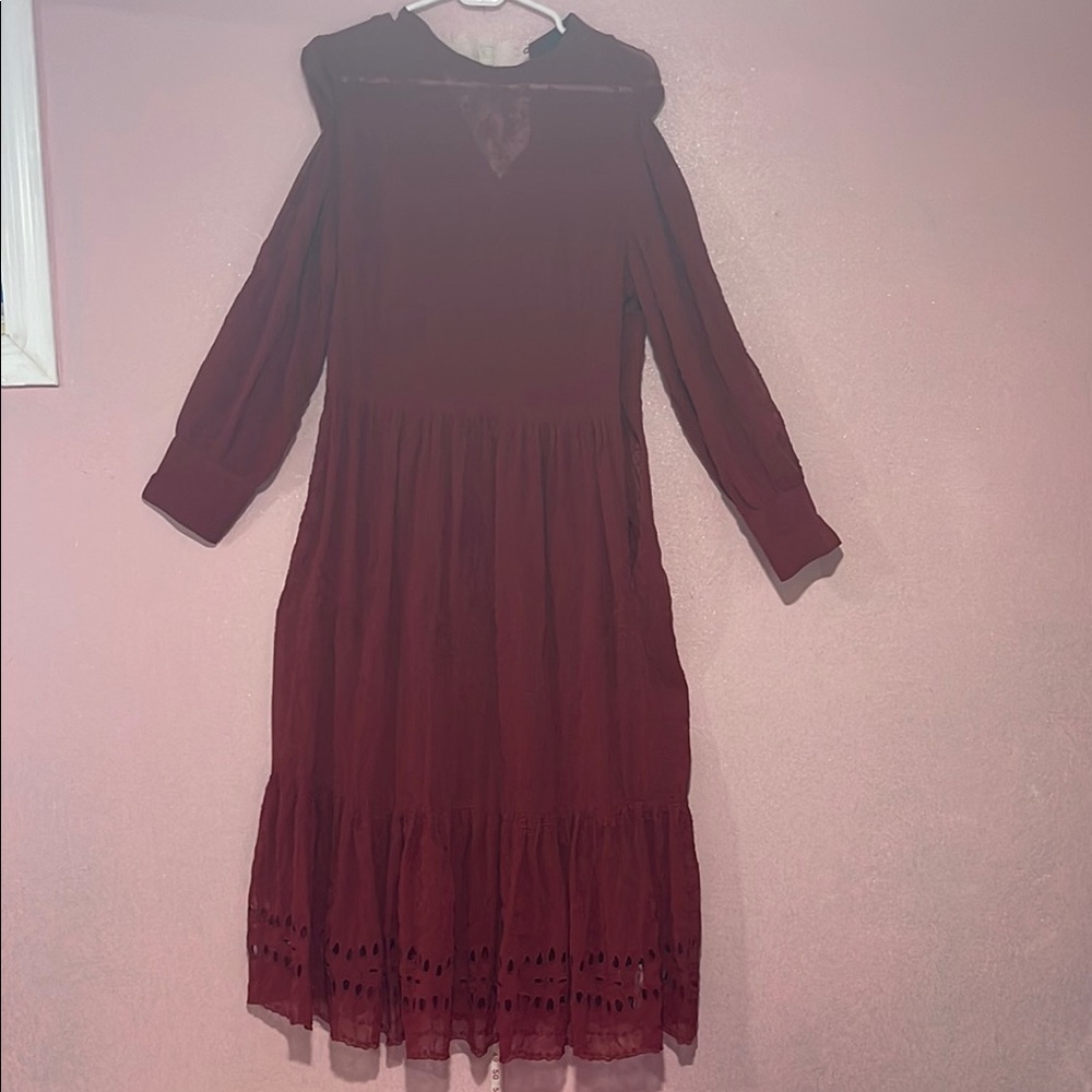 J. Crew Burgundy Long Sleeve Dress